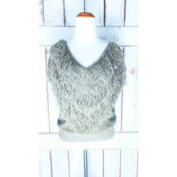 90s vintage hand loomed knit shag pullover sweater/fringe/tassel sweater top - Picture 5 of 5